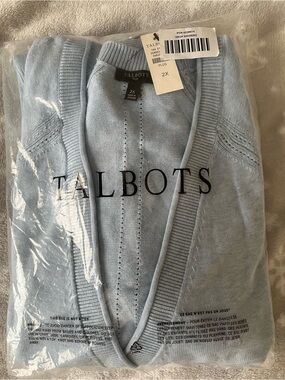 Talbots Soft Light Blue Open-Front V-Neck Cardigan NWT